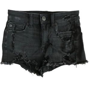 American Eagle High Waisted Black Denim Short 0